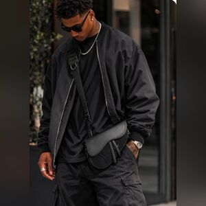 Authentic Dior Men's Black Saddle Bag